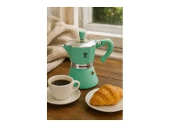 Cafetera Italiana Pezzetti Bellexpress 6 Tazas Aluminio Turquesa Todos los Fuegos Incluido Inducción