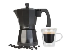 Cafetera italiana Wecook Luccia 3 tazas aluminio negro