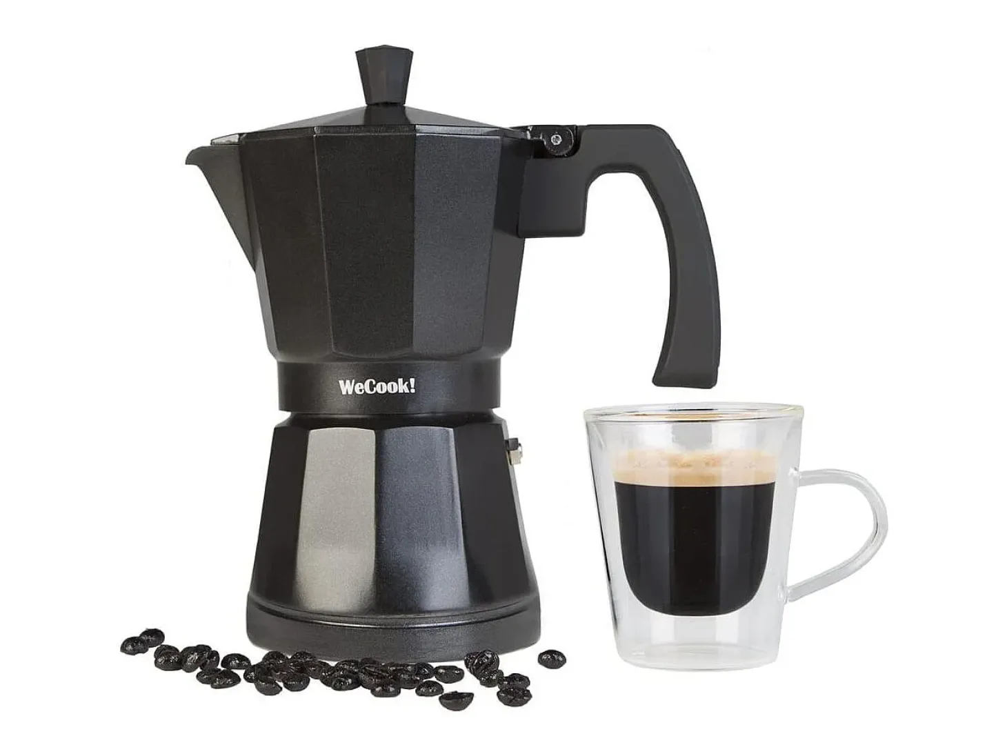 Cafetera italiana Wecook Luccia 3 tazas aluminio negro