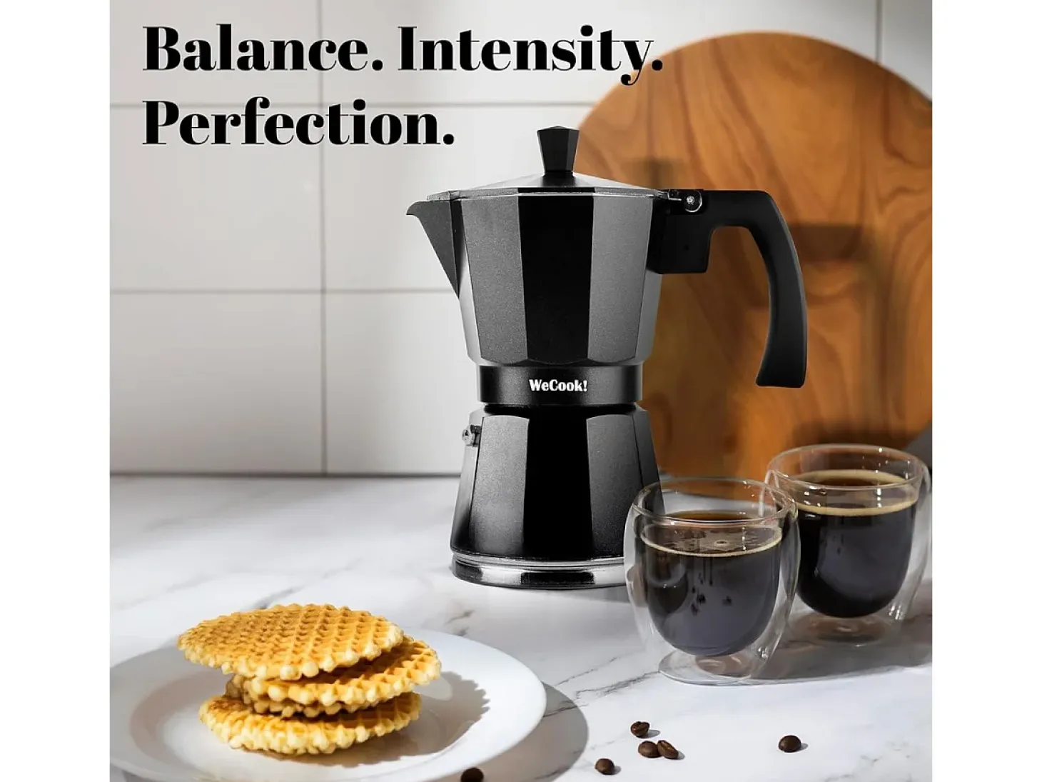 Cafetera italiana Wecook Luccia 3 tazas aluminio negro