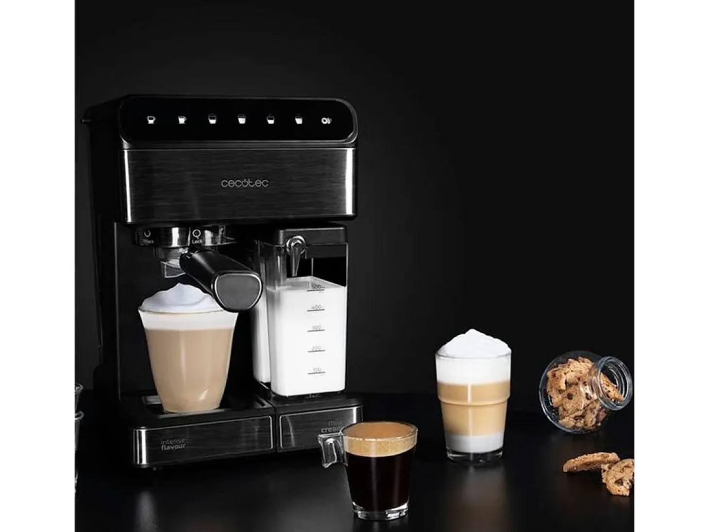 Cafetera semiautomática Cecotec Power Instant-ccino 20 Touch Nera 1350W 20 bares negro/inox