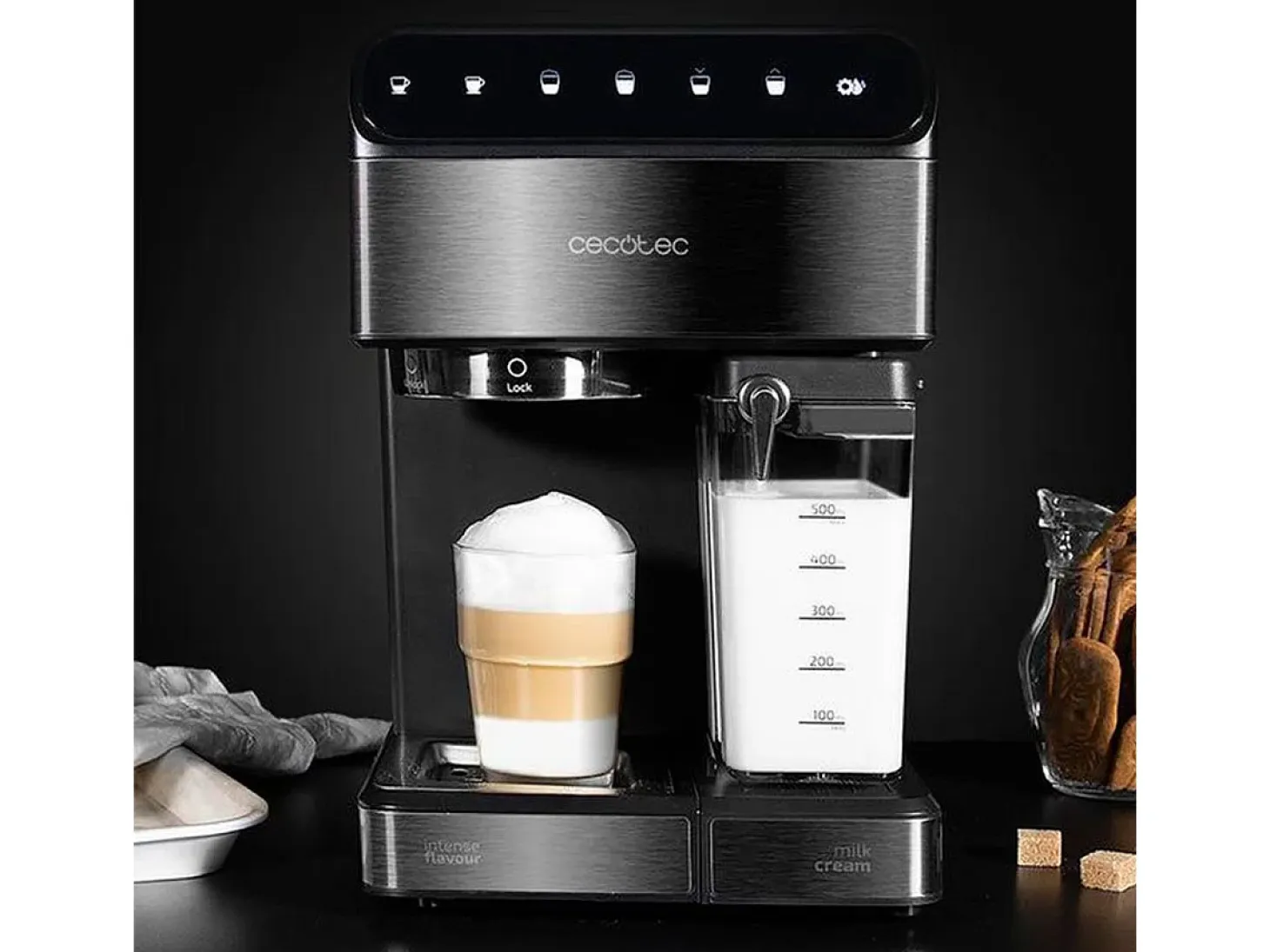 Cafetera semiautomática Cecotec Power Instant-ccino 20 Touch Nera 1350W 20 bares negro/inox