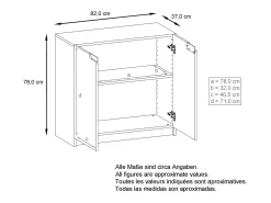 Cajonera Logan, Cómoda con 2 Puertas, blanco mate/hormigón oxidado (82 x 78 x 37 cm)