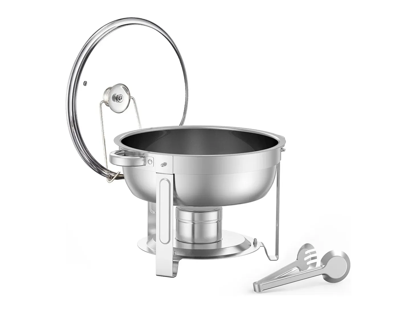 Calentadores de Comida SucceBuy Juego de Calientaplatos Buffet de 4.7 L, Juego de 4 Calientaplatos de Acero Inoxidable con Bandejas Grandes, Calentador Redondo