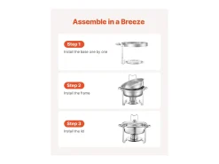 Calentadores de Comida SucceBuy Juego de Calientaplatos Buffet de 4.7 L, Juego de 4 Calientaplatos de Acero Inoxidable con Bandejas Grandes, Calentador Redondo