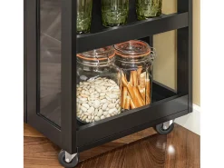 Carrito Auxiliar de Cocina con 3 Estantes 1 Puerta y 4 Ruedas Carrito de Servir Multiusos 60 x 40 x 90 cm Negro FKW75-SCH SoBuy ES