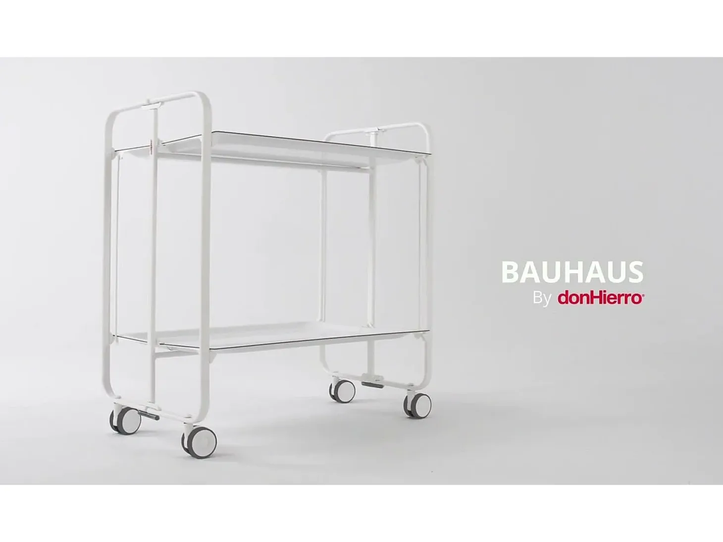 Carrito auxiliar plegable con ruedas - Estructura metálica blanca, 2 estantes laminados Decorado Óvalos naranjas y verdes – 72*66*43 cm - BAUHAUS