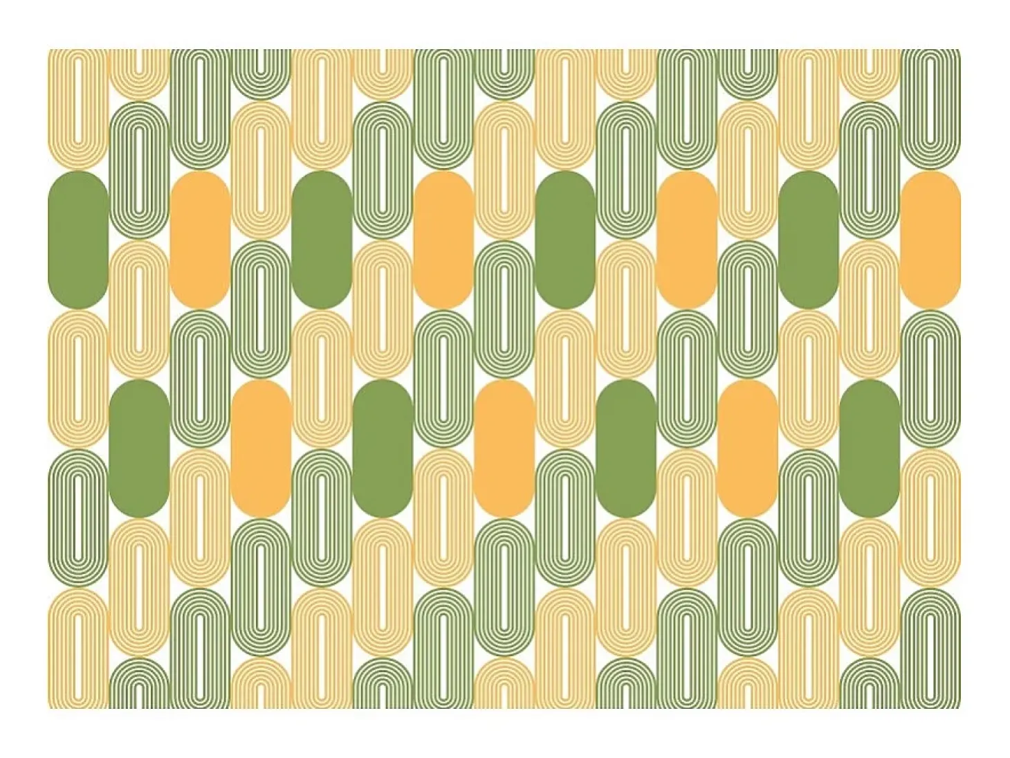 Carrito auxiliar plegable con ruedas - Estructura metálica blanca, 2 estantes laminados Decorado Óvalos naranjas y verdes – 72*66*43 cm - BAUHAUS