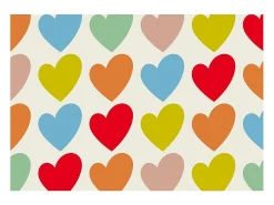 Carrito auxiliar plegable con ruedas - Estructura metálica blanca, 2 estantes laminados Decorado Corazones multicolor – 72*66*43 cm - BAUHAUS