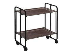 Carrito auxiliar plegable con ruedas - Estructura metálica negra, 2 estantes laminados color Wenghe – 72*66*43 cm - BAUHAUS