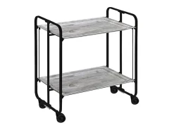 Carrito auxiliar plegable con ruedas - Estructura metálica negra, 2 estantes laminados color Pino envejecido – 72*66*43 cm - BAUHAUS