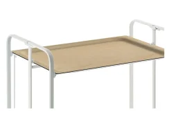 Carrito auxiliar plegable con ruedas - Estructura metálica blanca, 2 estantes laminados color Haya – 72*66*43 cm - BAUHAUS