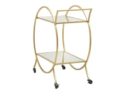 Carrito bar de salón en metal dorado con estantes de espejo Globe