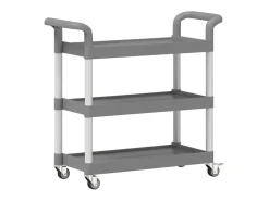 Carrito de 3 niveles aluminio gris 77x34x72 cm