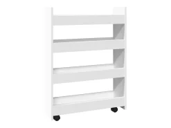 Carrito de almacenaje estrecho de 4 niveles de madera de ingeniería blanca