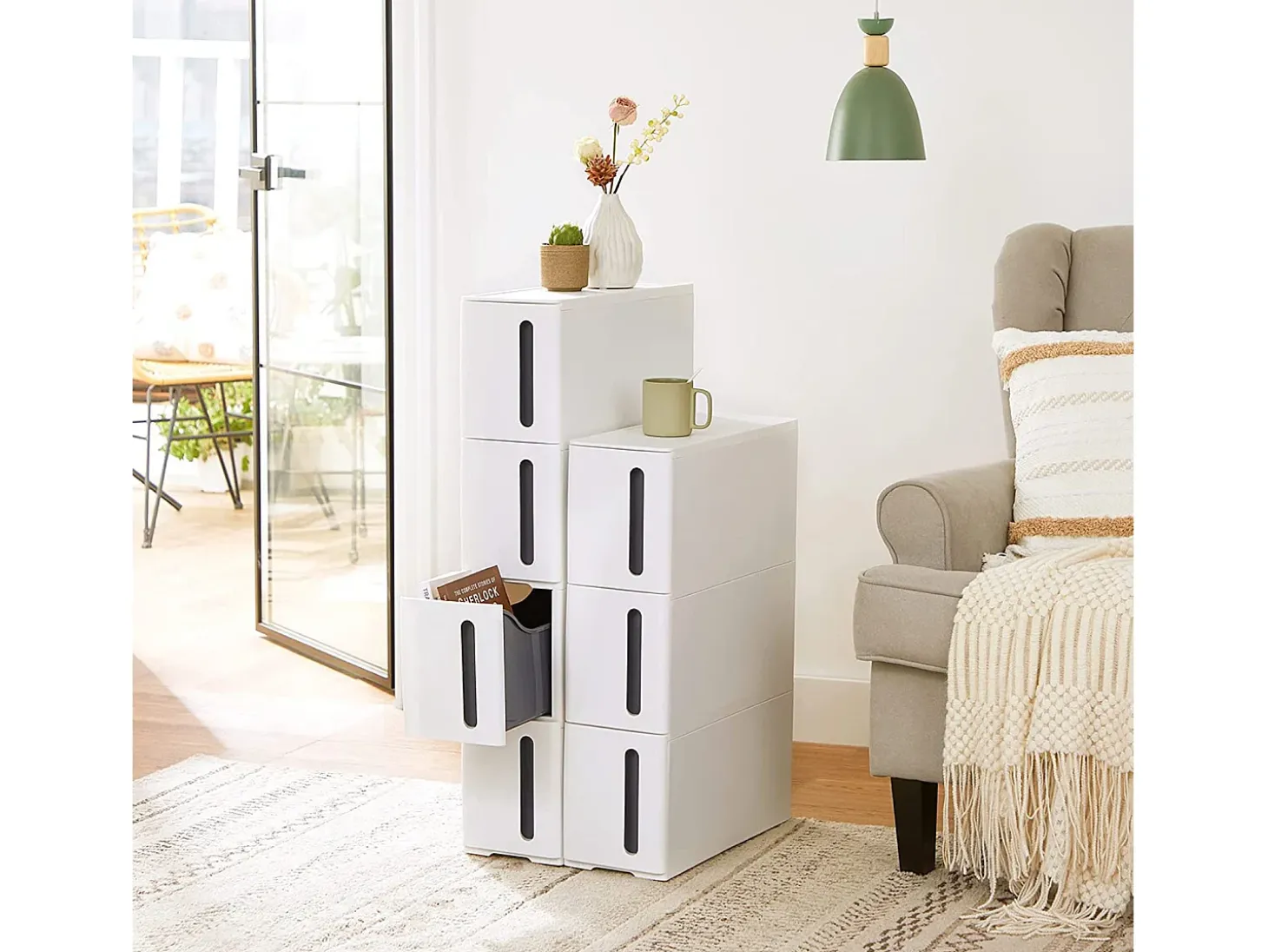 Carrito de almacenamiento 45x17x83 cm blanco y gris