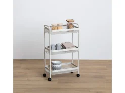 Carrito de almacenamiento de metal de 3 niveles con ruedas