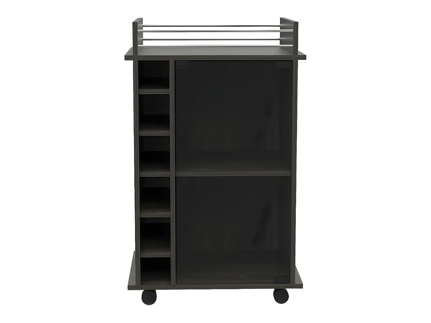 Carrito de Bar Dukat, con ruedas y puerta de cristal 89CM A X 55CM An X 41.5CM P Carbón