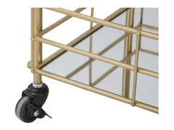 Carrito de bar rectangular dorado con estantes de vidrio espejado Glammy