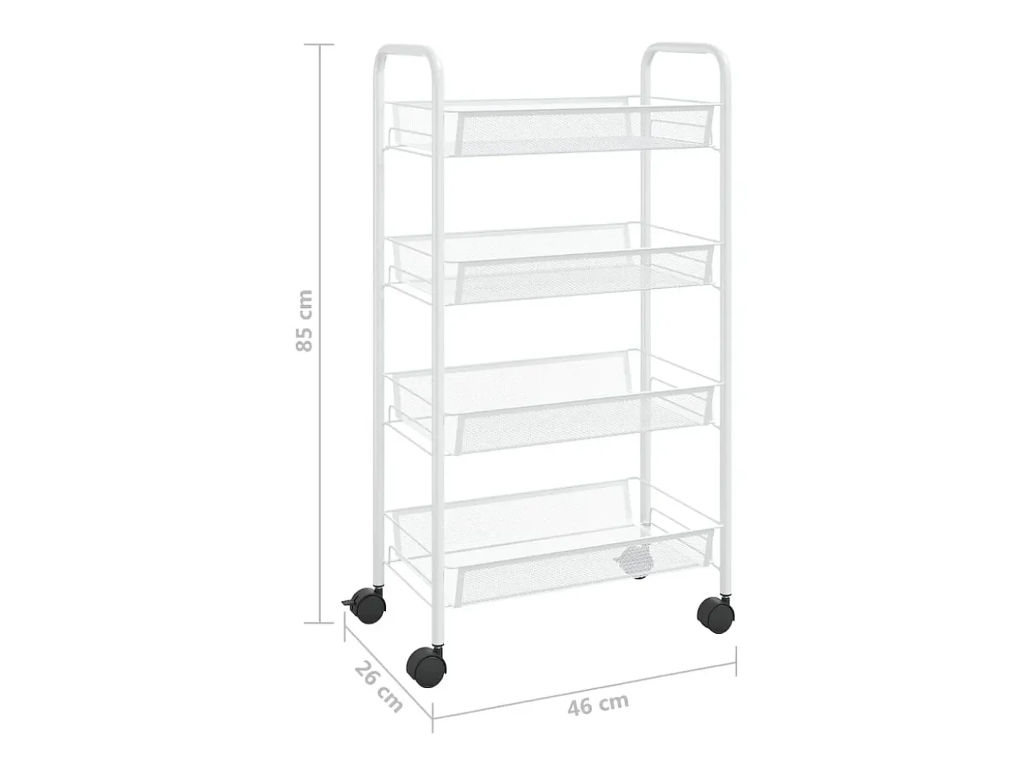 Carrito de cocina 4 niveles hierro blanco 46x26x85 cm
