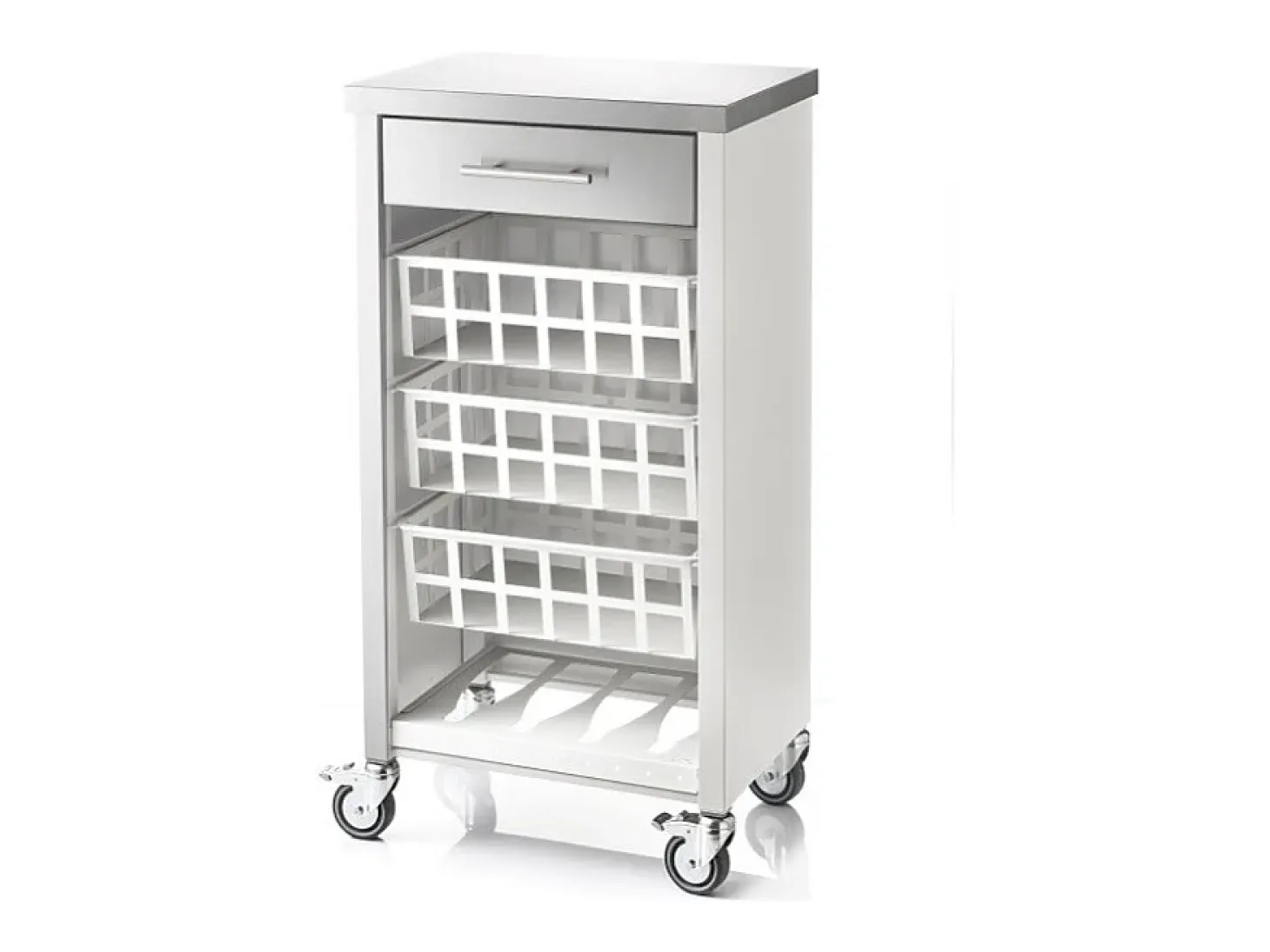 Carrito de cocina, carrito verdulero – Blanco, Inox - 93*48*34cm - MOHER