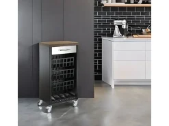 Carrito de cocina, carrito verdulero - color Negro, Inox, Cerezo - 93*48*34 cm - KARA