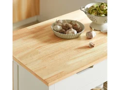Carrito de Cocina con 2 cajones y 2 estantes,con Tablero Grande,Blanco,L98 x P58 x H94cm FKW74-WN SoBuy ES