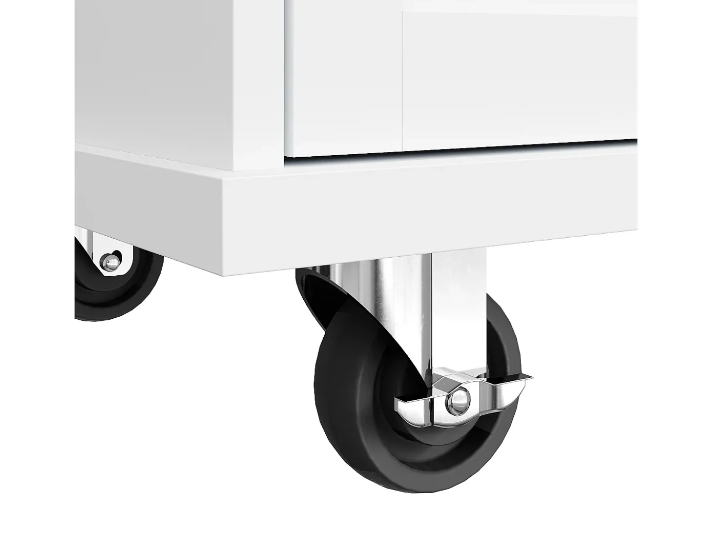 Carrito de cocina con 3 estantes de almacenaje, diseño moderno, MDF, blanco, 134x46x92 cm