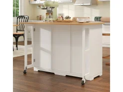 Carrito de cocina con cajón y zona para mascotas, 120x70x90cm, blanco