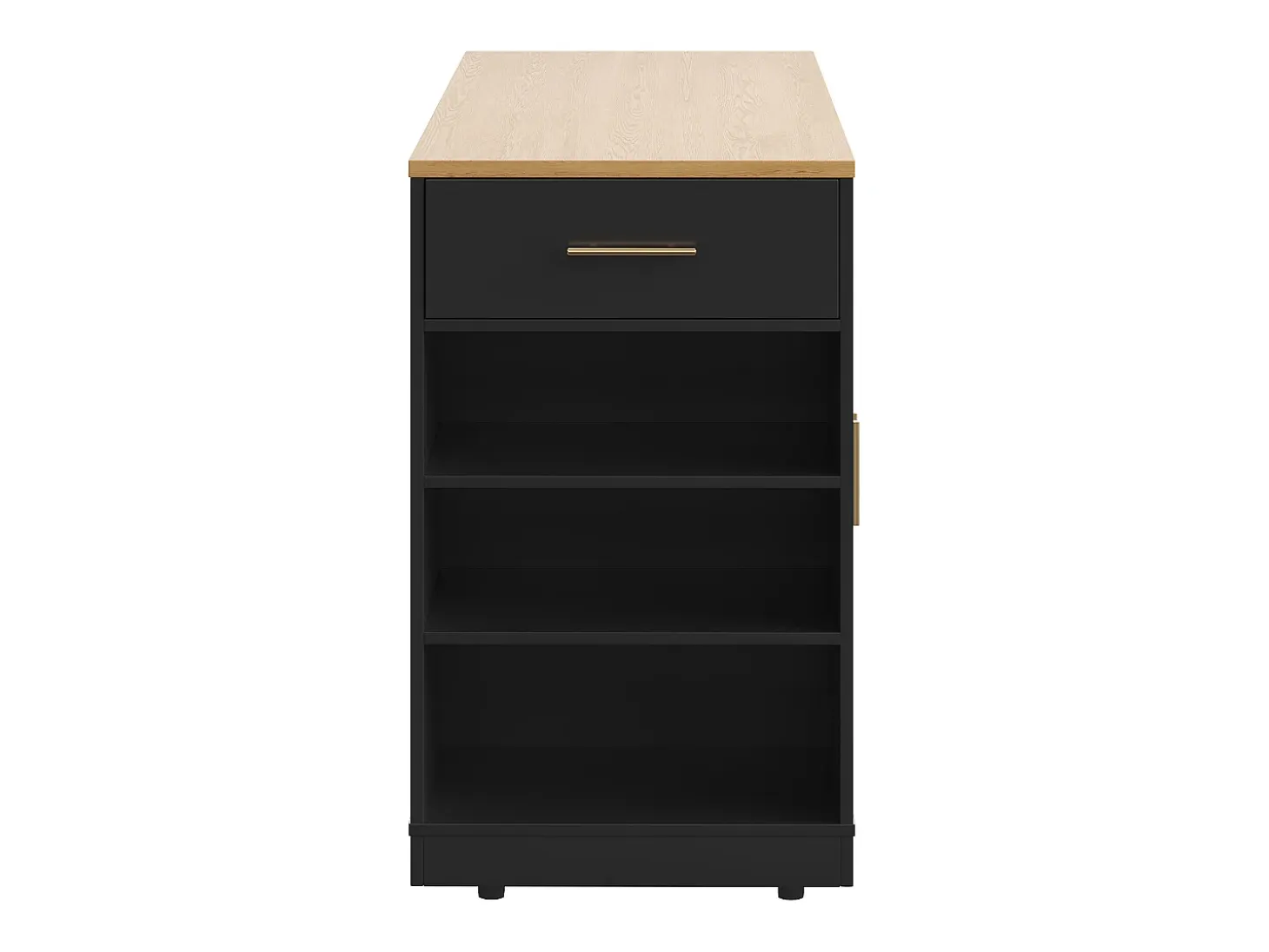 Carrito de cocina con ruedas, Carrito de cocina negro con 2 puertas y 3 cajones, amplios compartimentos