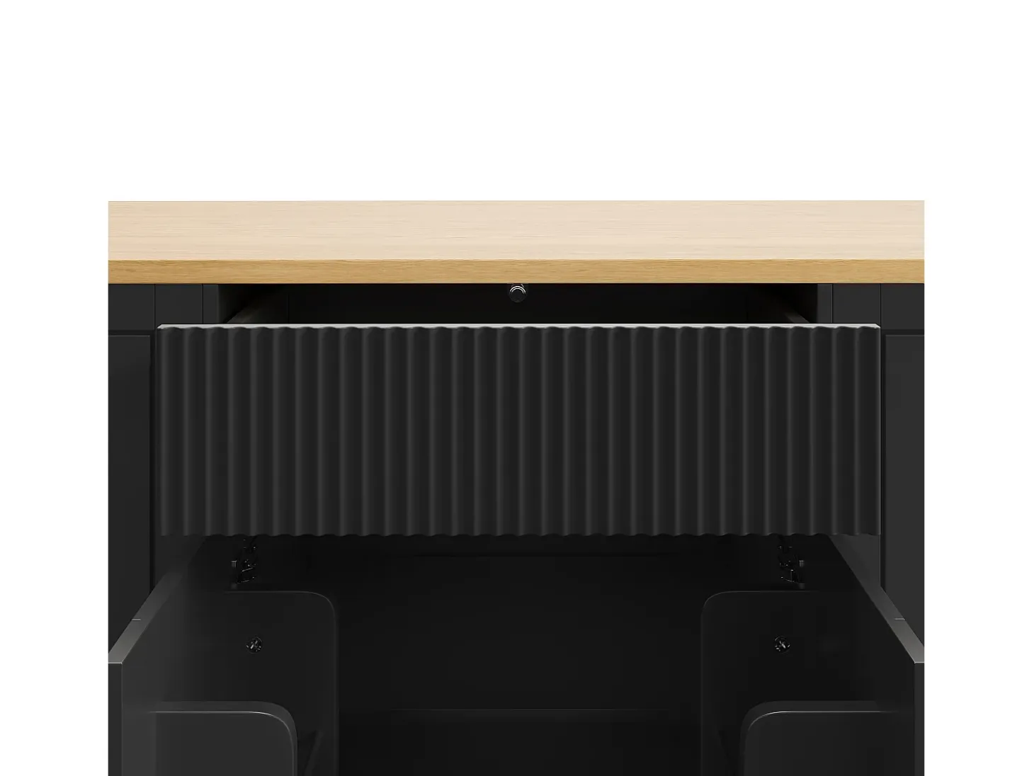 Carrito de cocina con ruedas, Carrito de cocina negro con 2 puertas y 3 cajones, amplios compartimentos