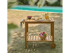 Carrito de cocina exterior de madera con ruedas madera