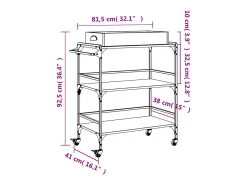 Carrito de cocina madera ingeniería marrón roble 81,5x41x92,5cm