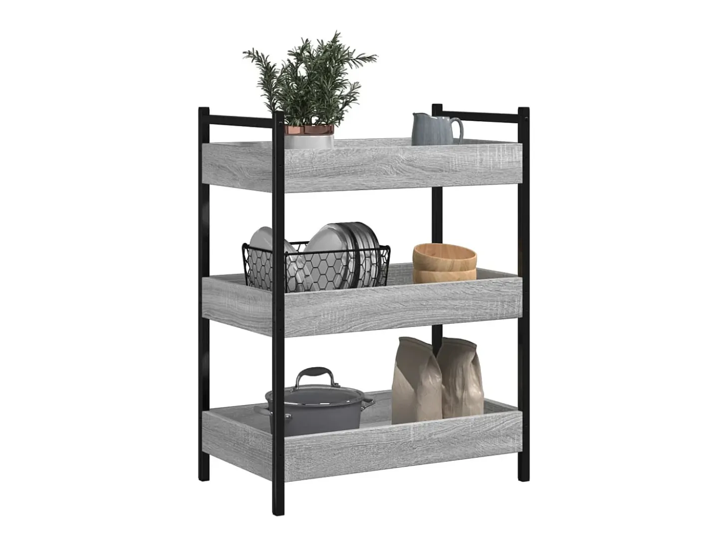 Carrito de cocina madera de ingeniería gris Sonoma 50x30x70 cm