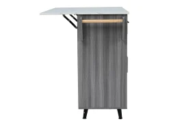 Carrito de cocina, madera maciza y encimera de mármol, diseño europeo, puerta, 3 cajones, ruedas, patas de madera extraíbles (129x46(71)x91,5 cm)