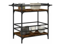 Carrito de cocina madera ingeniería roble ahumado 82x40x78,5 cm