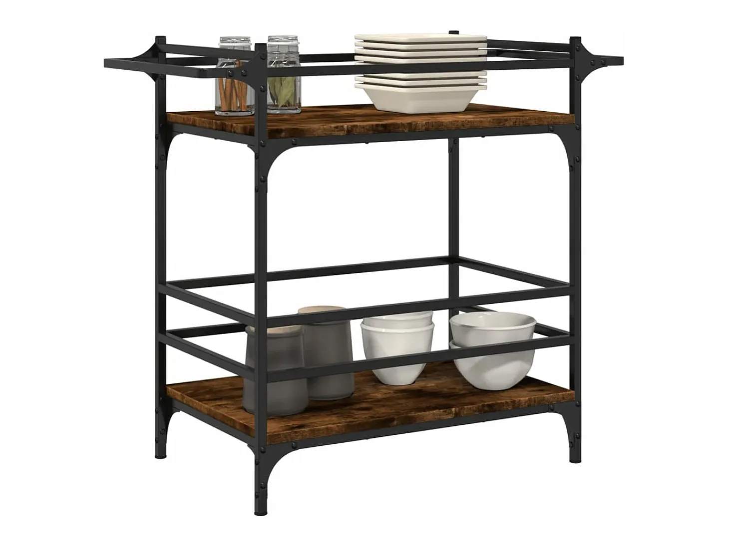 Carrito de cocina madera ingeniería roble ahumado 82x40x78,5 cm