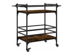Carrito de cocina madera ingeniería roble ahumado 82x40x78,5 cm