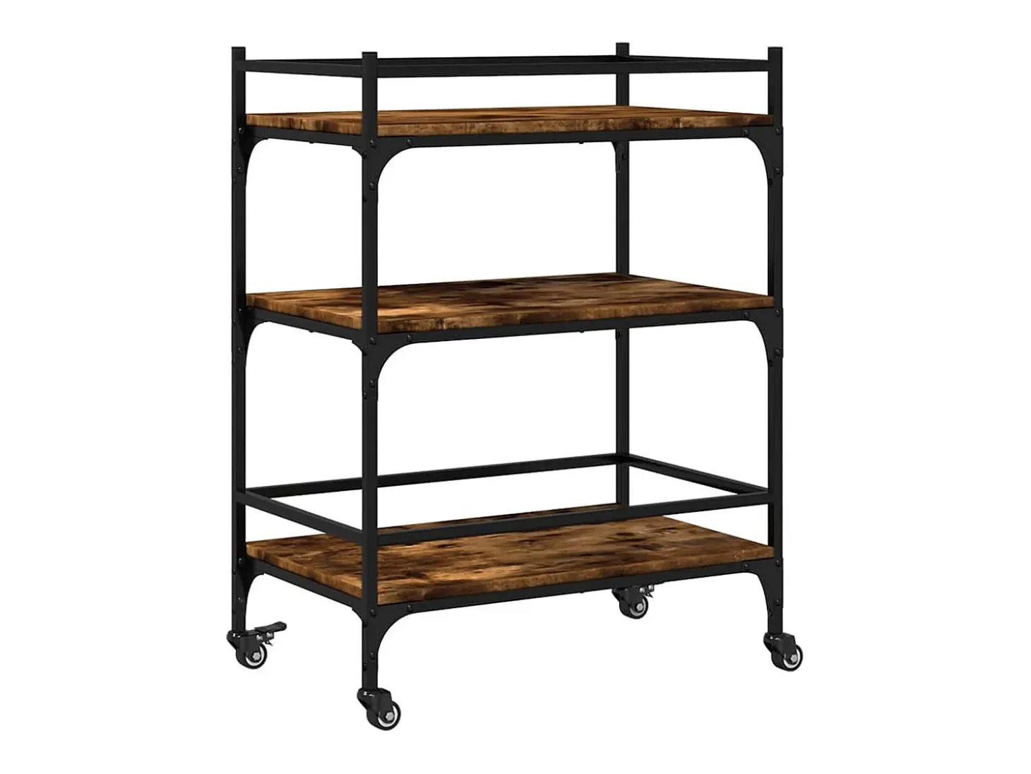 Carrito de cocina madera ingeniería roble ahumado 65x40x86,5 cm
