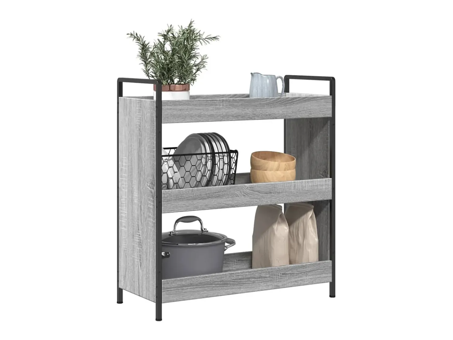 Carrito de cocina madera de ingeniería gris Sonoma 70x30x82 cm