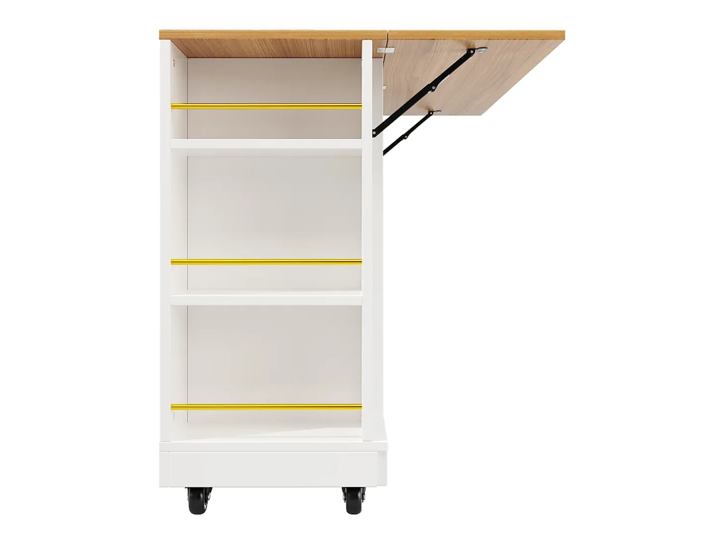 Carrito de cocina móvil con 2 puertas y 2 cajones, isla con veta de madera, blanco - para cocinas y salones