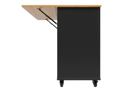Carrito de cocina móvil con tablero extensible chapado en imitación madera, 3 cajones y 3 puertas incluidas, negro - 133x70x88cm