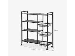 Carrito de cocina verdulero con ruedas y 4 estantes 90x32x108 cm Faris Plus