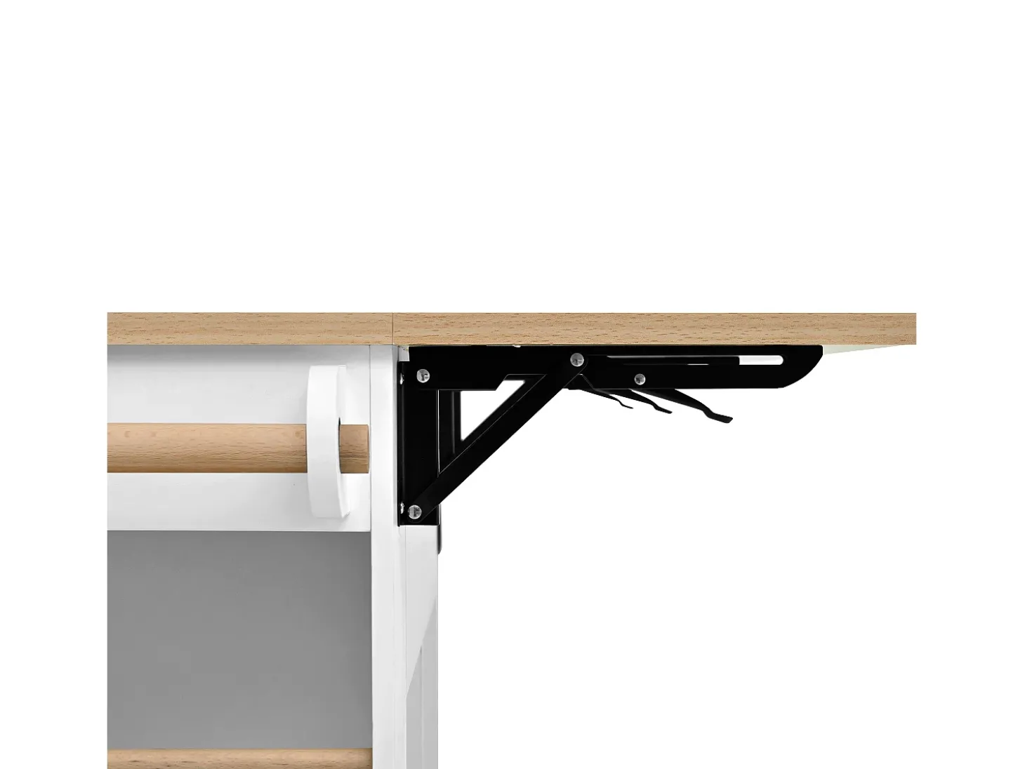 Carrito de cocina 100x40x91,5 con mesa de comedor extensible, papeleras y toallero en color blanco para cocina y comedor