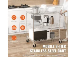 Carrito utilitario SucceBuy 76,2 x 45,7 x 82,3 cm 300 kg 3 niveles 6 ganchos con ruedas