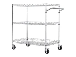 Carrito utilitario SucceBuy 76,2 x 45,7 x 82,3 cm 300 kg 3 niveles 6 ganchos con ruedas