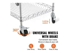 Carrito utilitario SucceBuy 76,2 x 45,7 x 82,3 cm 300 kg 3 niveles 6 ganchos con ruedas