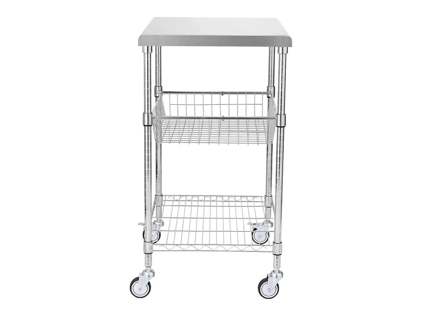Carrito utilitario SucceBuy 61 x 50 x 93 cm, 213 kg, 3 niveles, 6 ganchos, carrito con ruedas