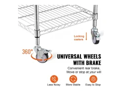 Carrito utilitario SucceBuy 61 x 50 x 93 cm, 213 kg, 3 niveles, 6 ganchos, carrito con ruedas