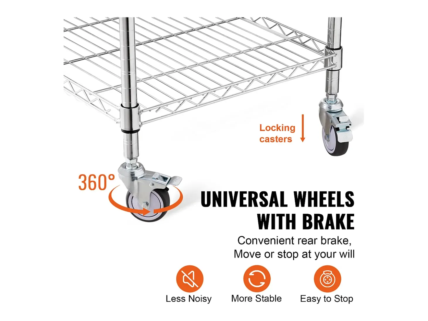 Carrito utilitario SucceBuy 61 x 50 x 93 cm, 213 kg, 3 niveles, 6 ganchos, carrito con ruedas